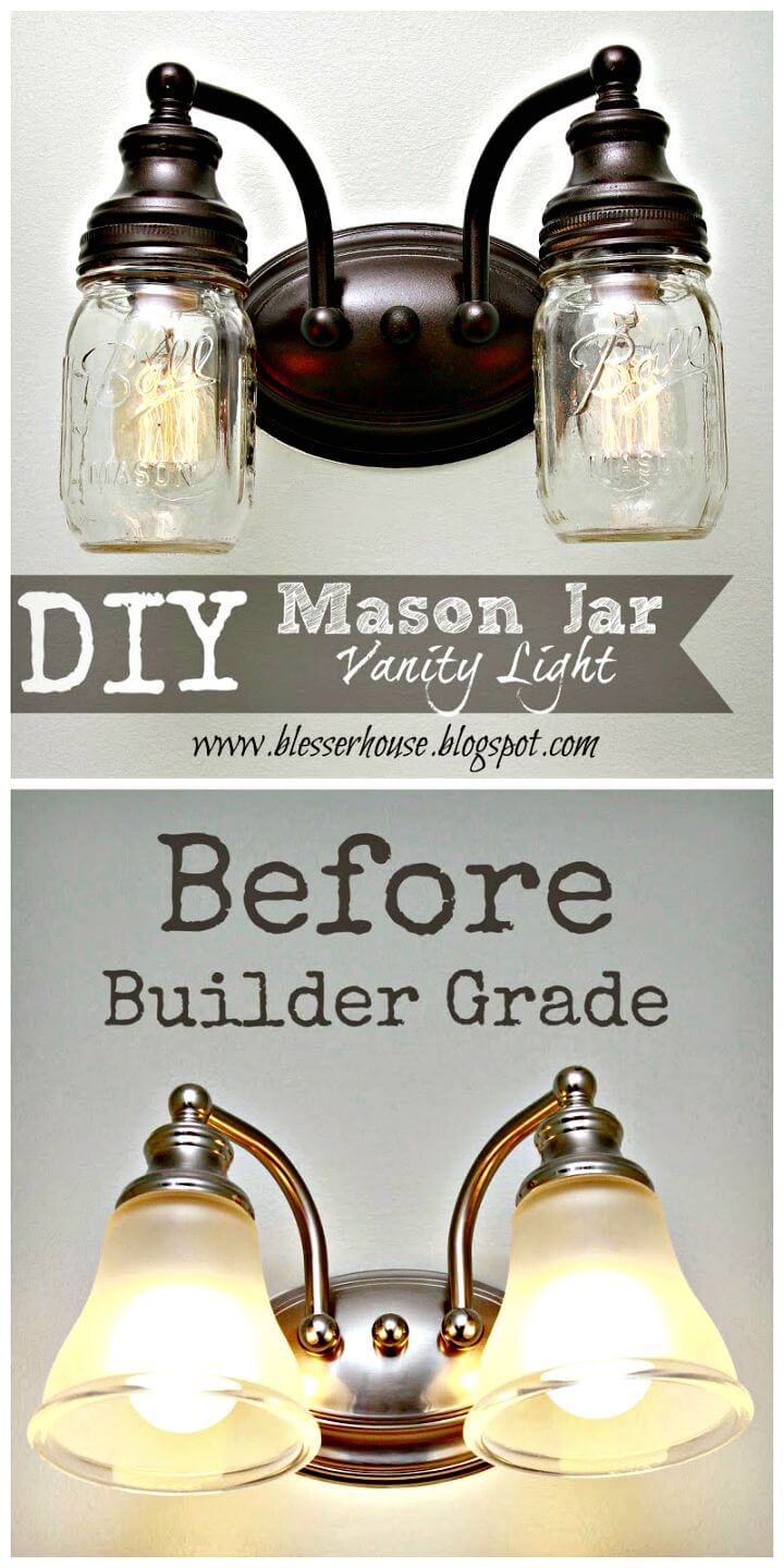 Luz de tocador DIY Mason Jar - Luces caseras
