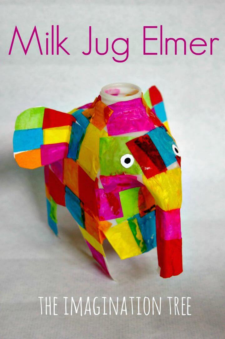 Jarra de leche colorida DIY Elmer Elephant Craft