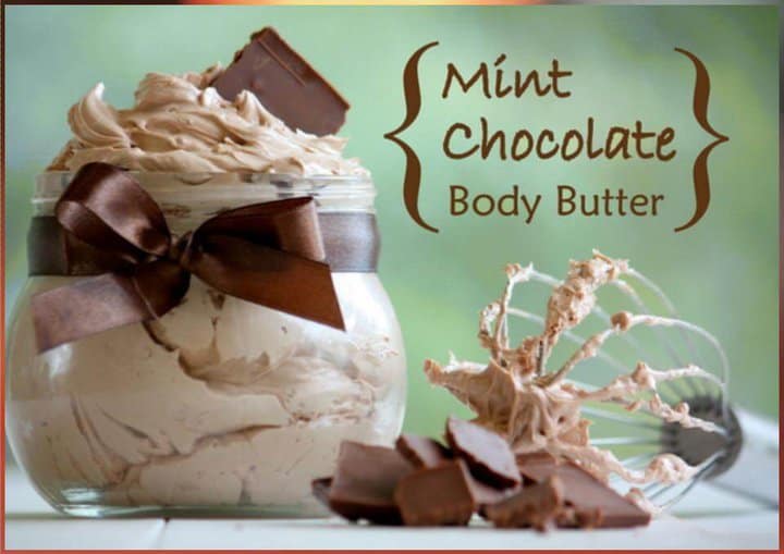 mantequilla corporal hecha a mano de chocolate con menta