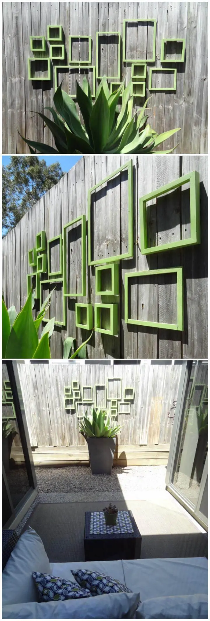 valla de jardín de marcos viejos reciclados decoración
