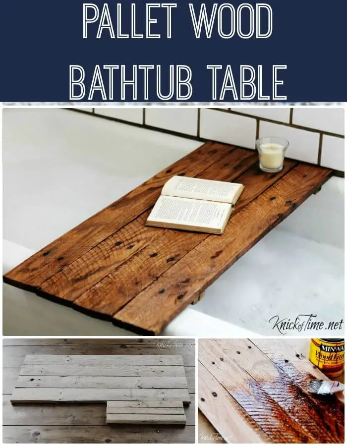 Mesa de bañera de madera con paleta de bricolaje fácil