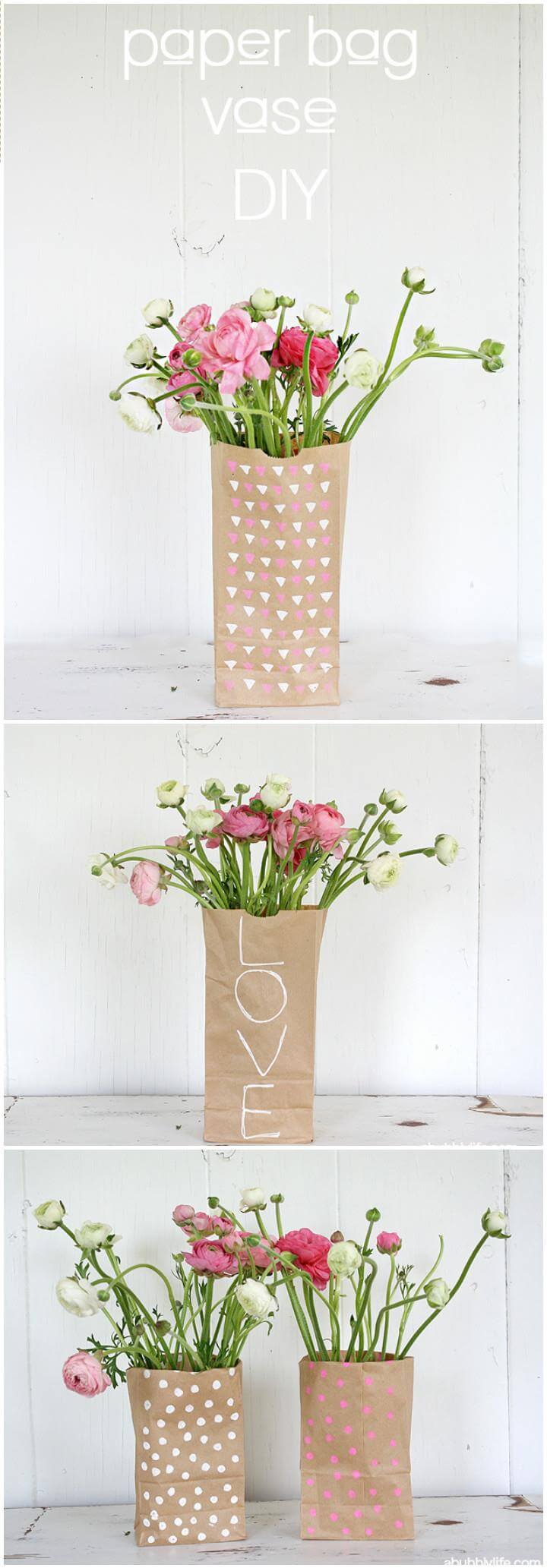 florero de bolsa de papel fácil