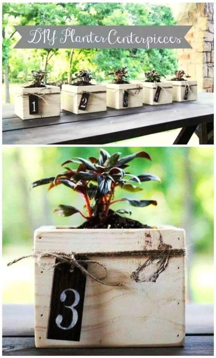 Adorable Tutorial de centros de mesa de caja de madera para jardineras de bricolaje