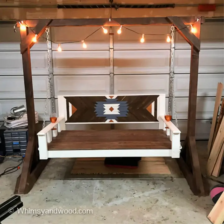Banco de columpio de porche de sofá cama de madera contrachapada de bricolaje