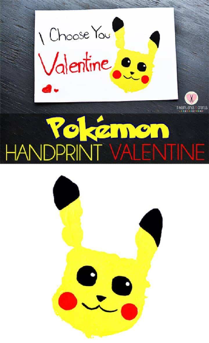 Tarjeta de regalo DIY con huella de mano de Pokemon