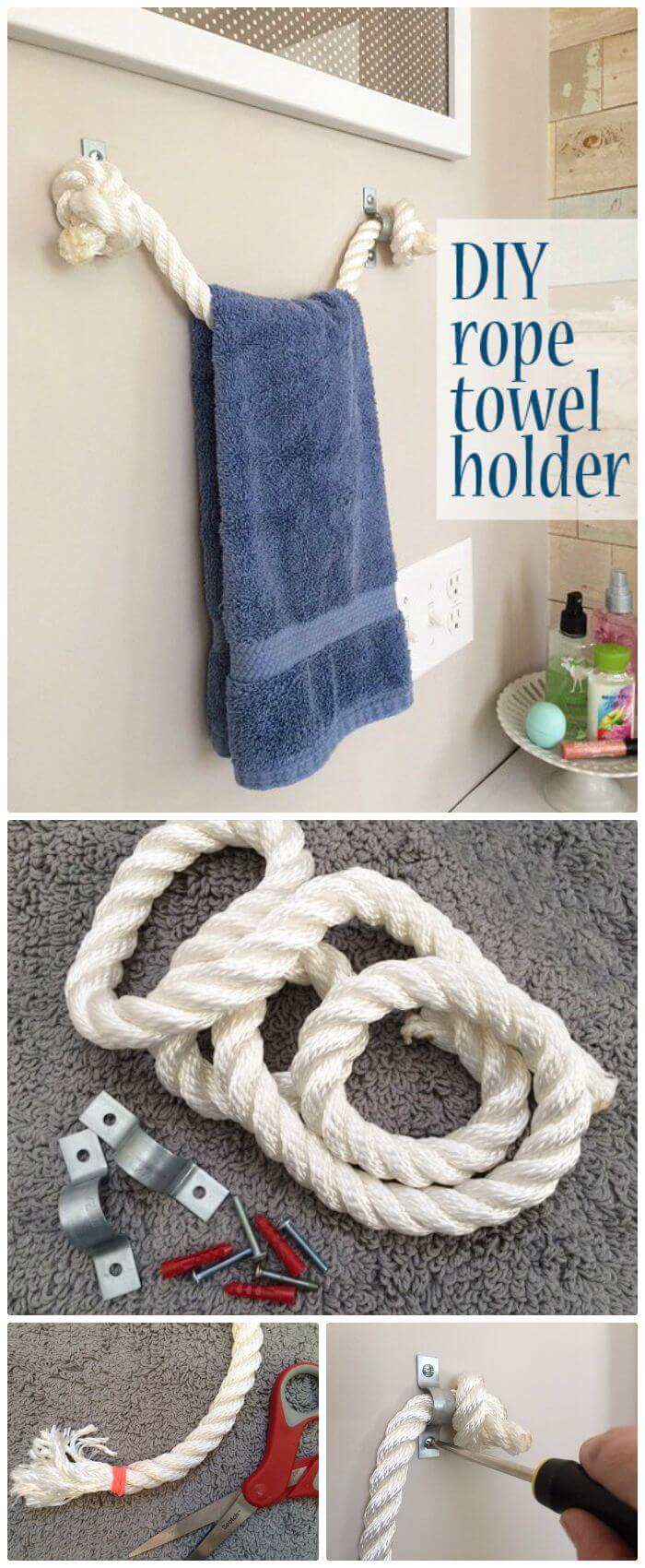 Soporte de toalla de cuerda fácil de bricolaje