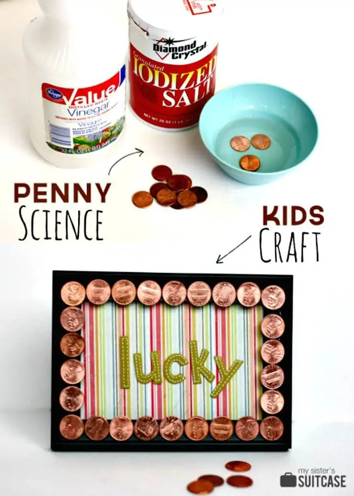 Ciencia fácil de bricolaje con niños + manualidad con marco de penique