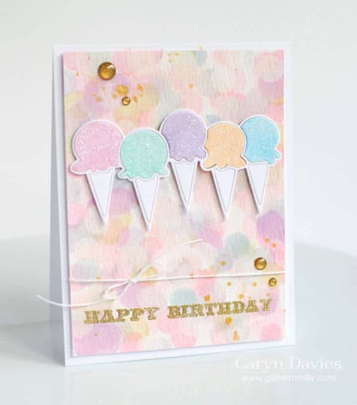 Tarjeta de cumpleaños de cono de helado de sello de bricolaje, idea de tarjeta de cumpleaños de bricolaje para niños