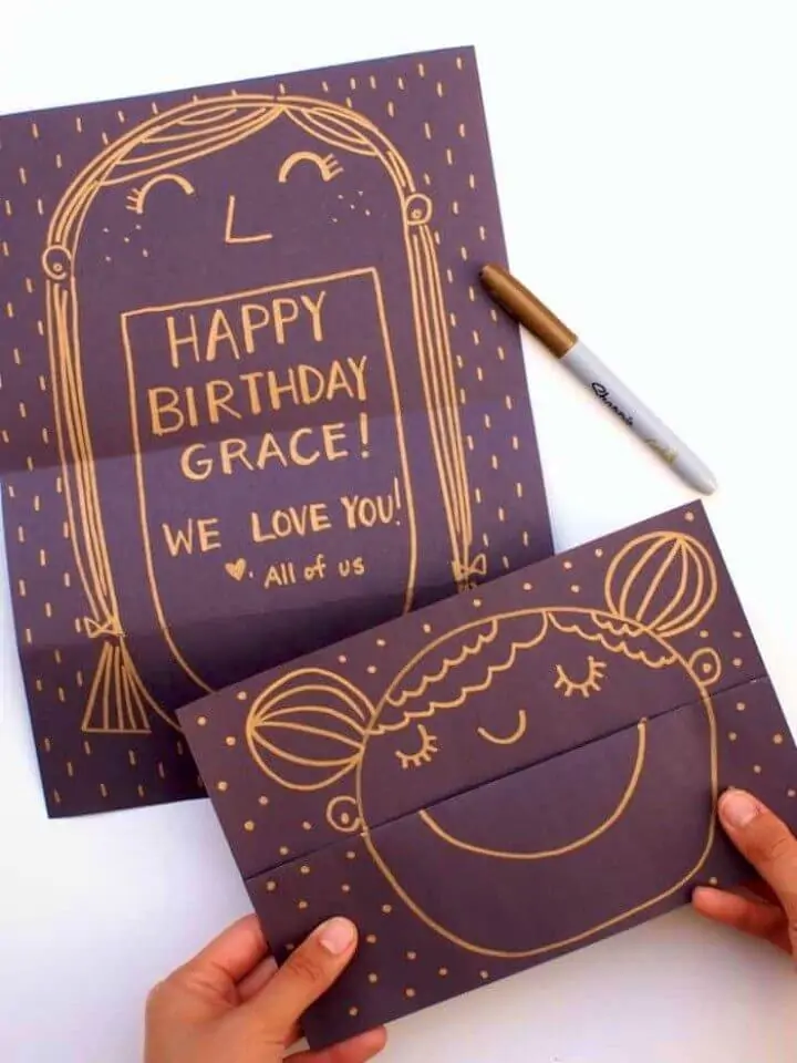 Tarjetas de cumpleaños con cara sonriente sorpresa de bricolaje, cómo hacer una tarjeta de cumpleaños