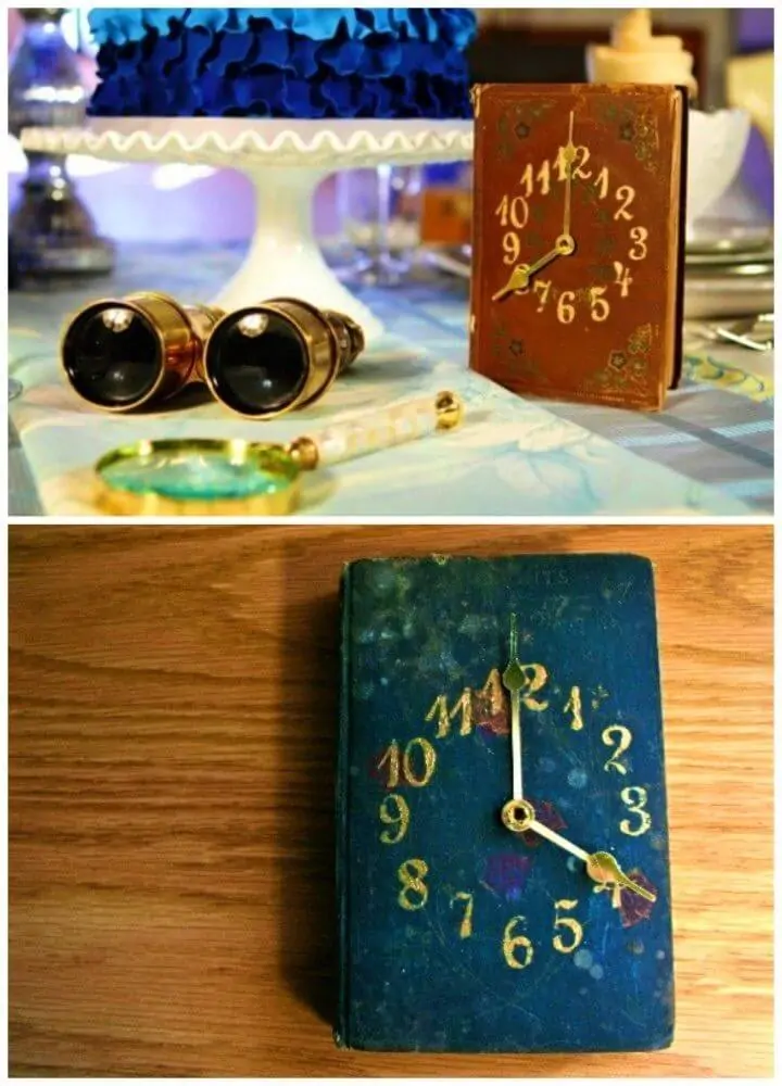 Número de tabla de reloj de libro vintage de bricolaje