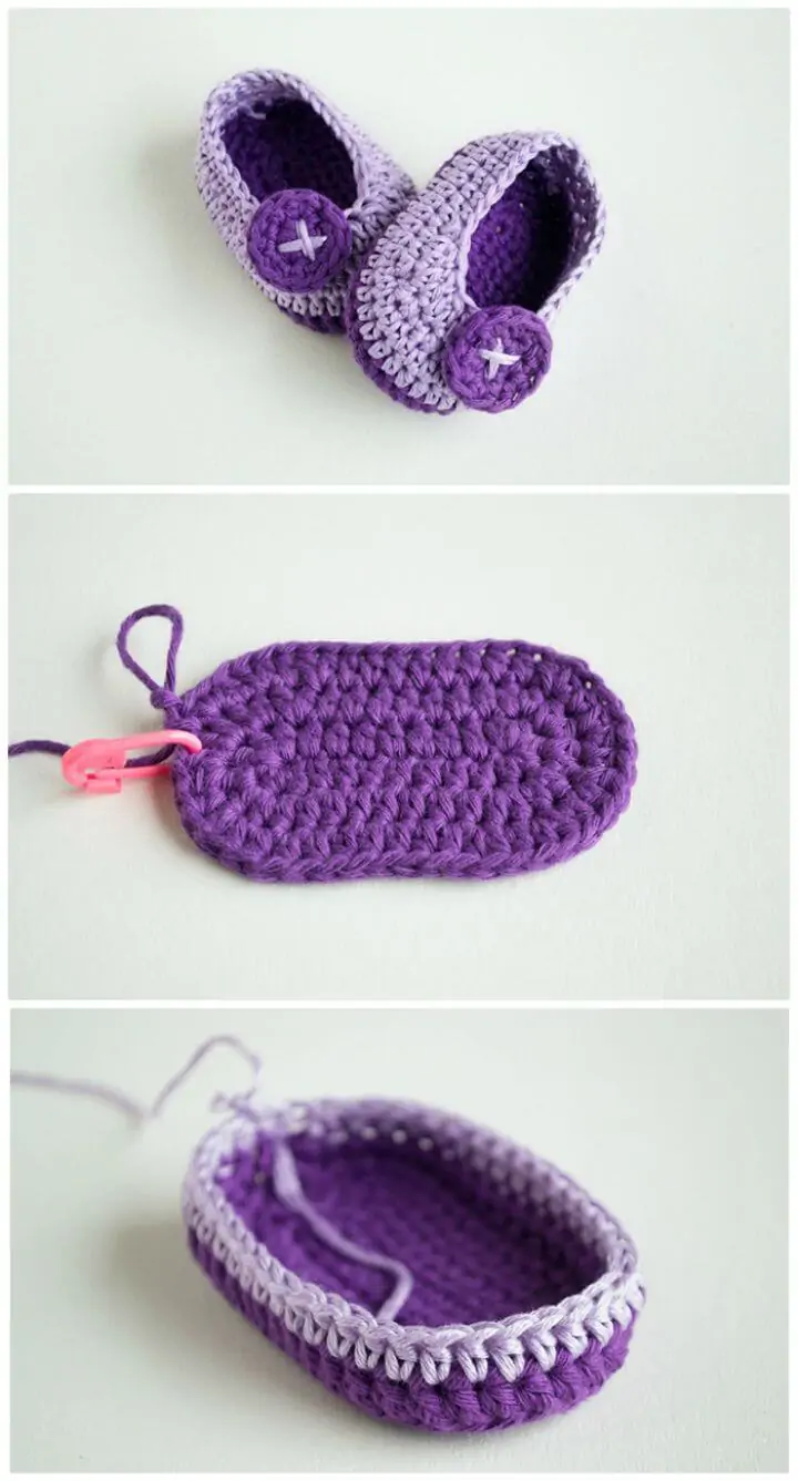 Cómo hacer un patrón de botines de mariposa violeta a crochet gratis