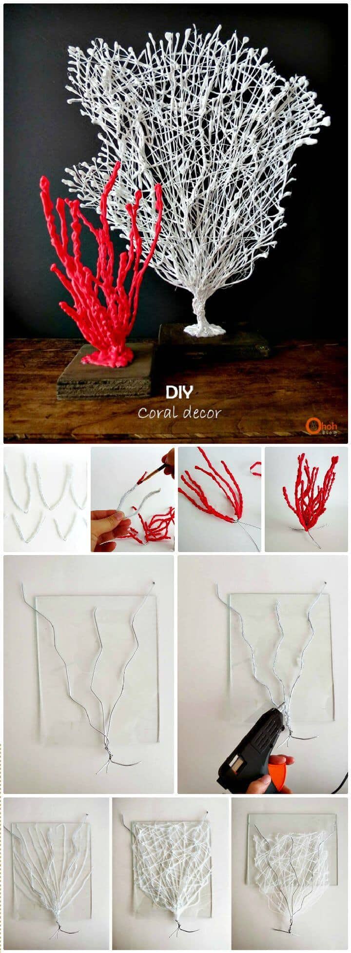 Escultura de coral de alambre de bricolaje