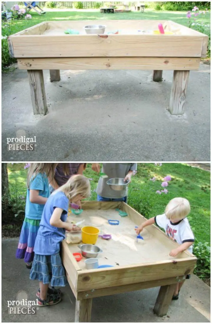 Caja de arena de pie de madera para bricolaje o mesa de arena