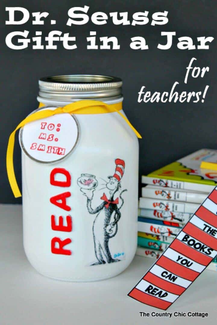 Regalo de bricolaje Dr. Seuss en un frasco para profesores
