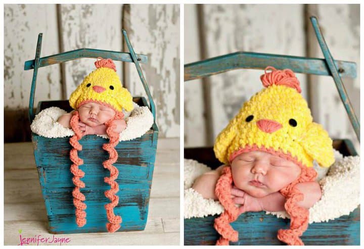 patrón de sombrero de ganchillo de bebé de pollo de pascua gratis