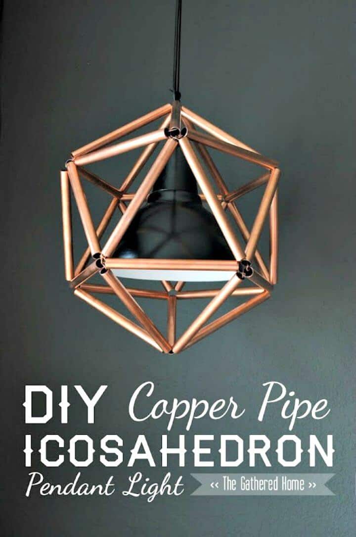 Lámpara colgante de tubo de cobre geométrico de bricolaje