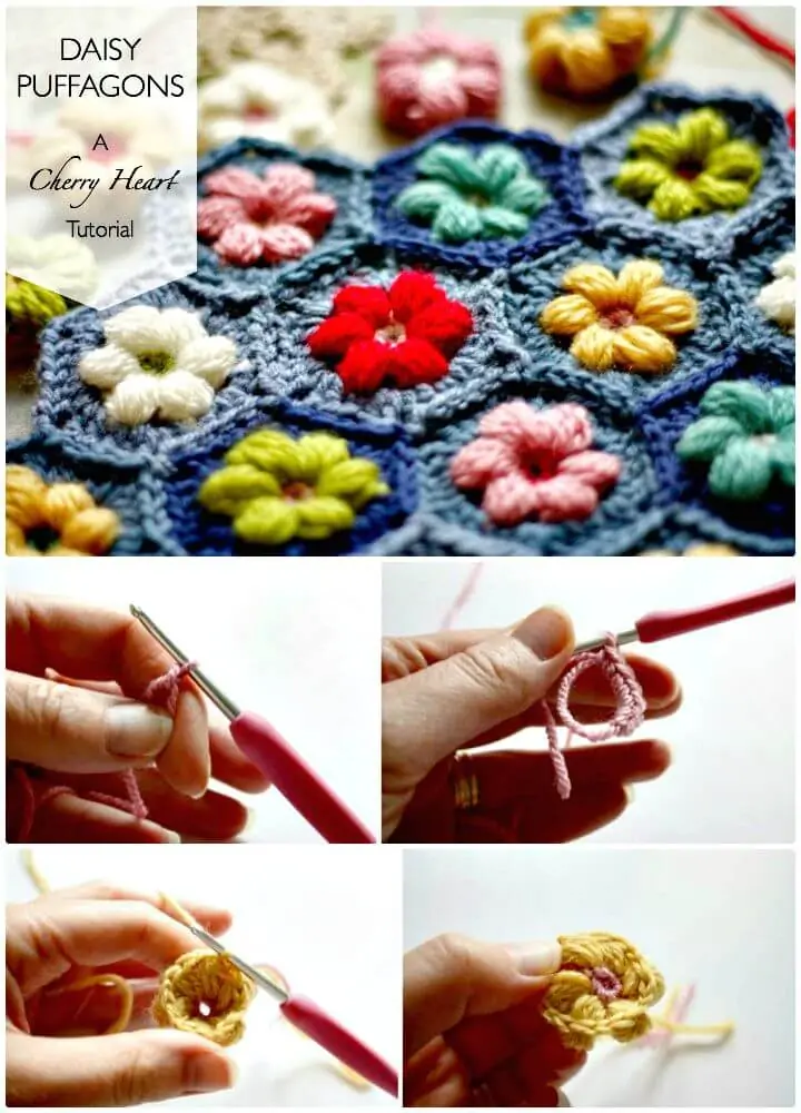 Patrón fácil de crochet Daisy Puffagon gratis