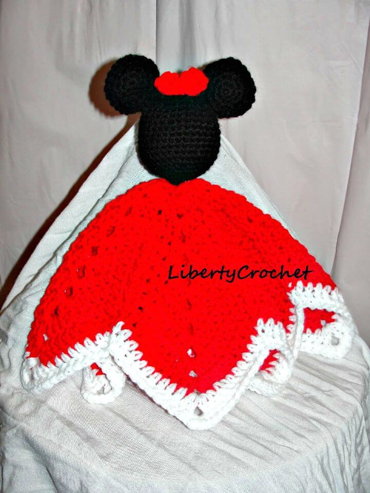 Crochet Mouse Head Lovey Blanket - Patrón de ganchillo gratis