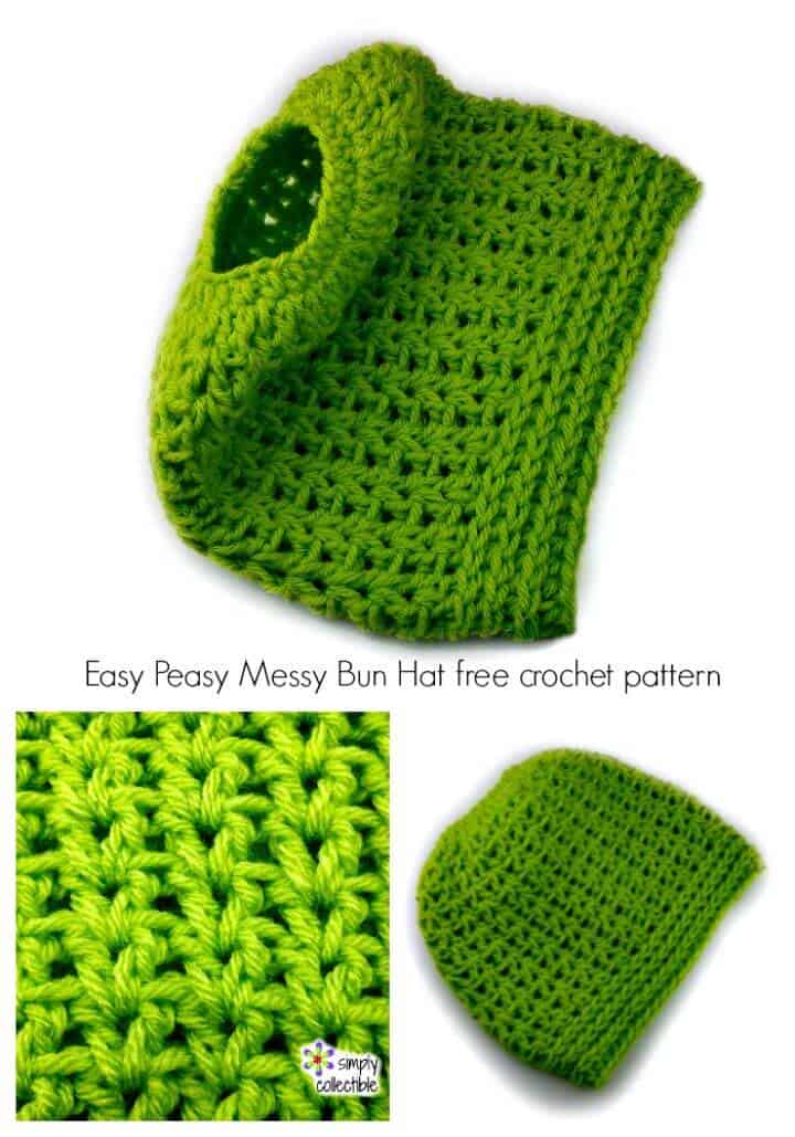 Easy Peasy Messy Bun Hat - Patrón de ganchillo gratis