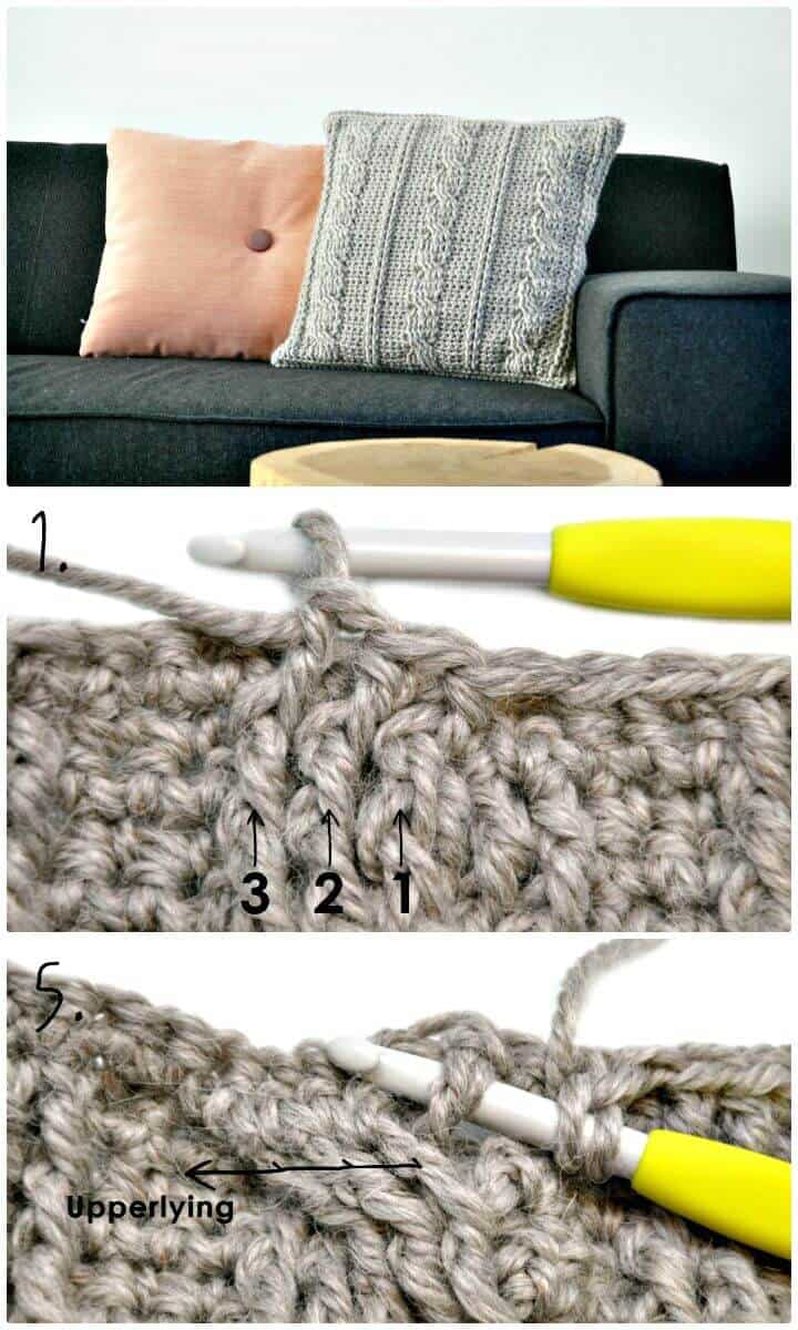 Crochet gratis fácil un patrón de almohada de cable