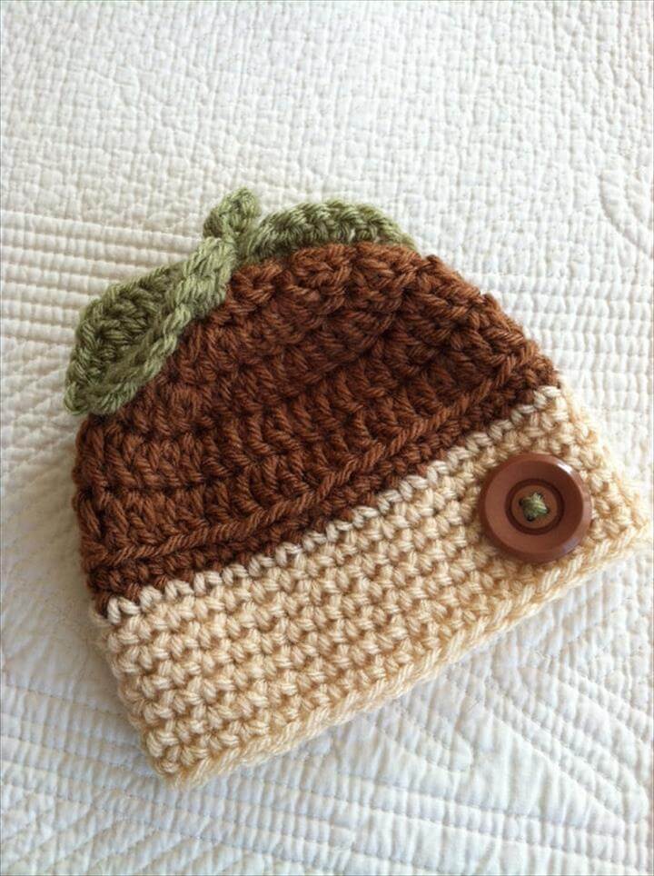 patrón de sombrero de bebé de bellota de ganchillo fácil