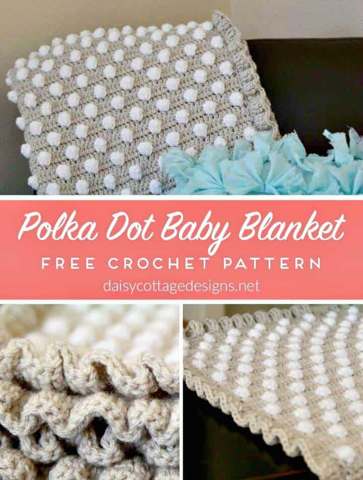 Manta de crochet fácil para bebé The Polka Dot Puff - Patrón gratuito