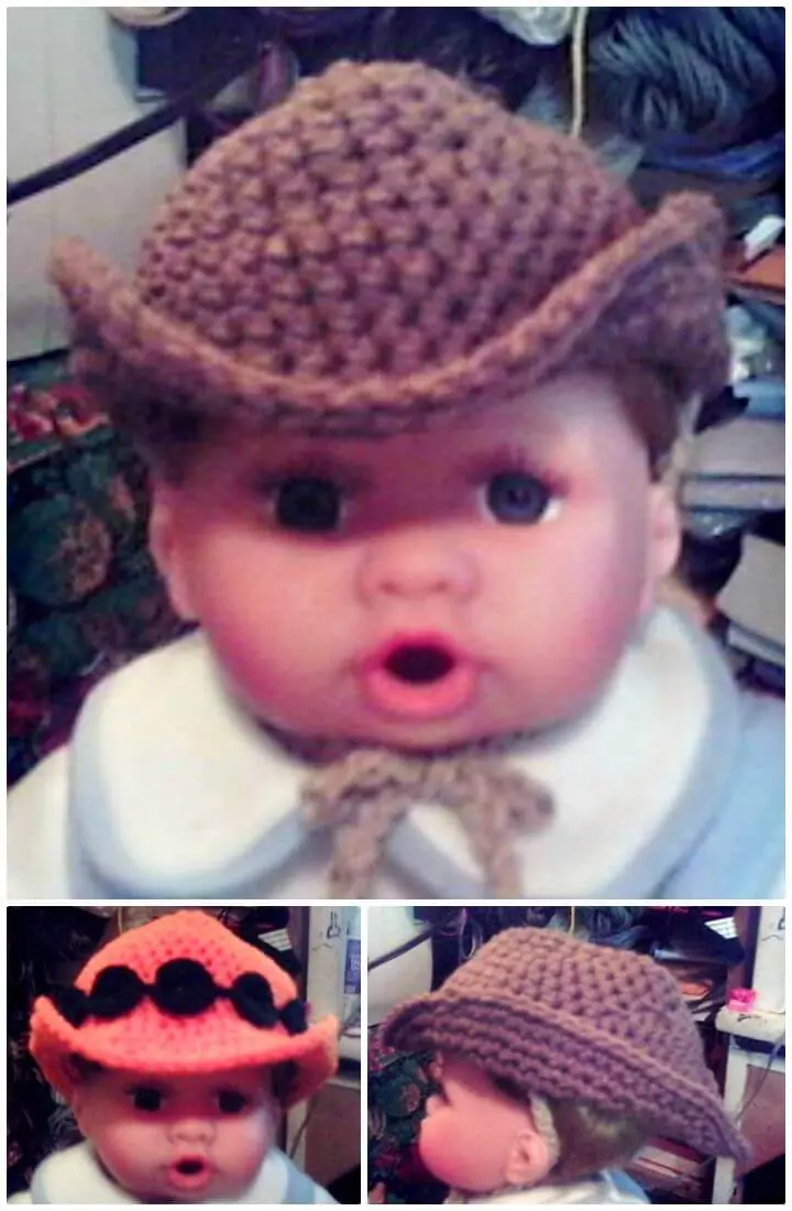 Patrón de sombrero de vaquero de bebé de ganchillo gratis