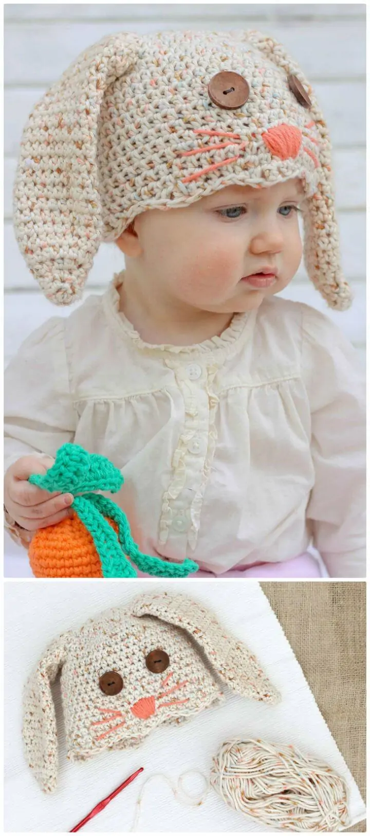 Cómo tejer un sombrero de conejito de ganchillo - Patrón gratuito para recién nacidos y niños pequeños
