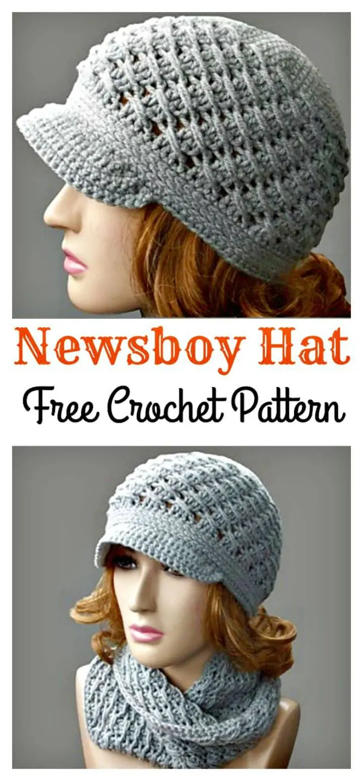 Crochet Cross-Over Long DC Newsboy Hat Pattern