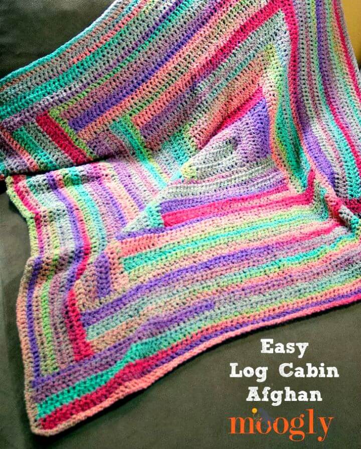 Crochet Easy Log Cabin Afghan - Patrón libre