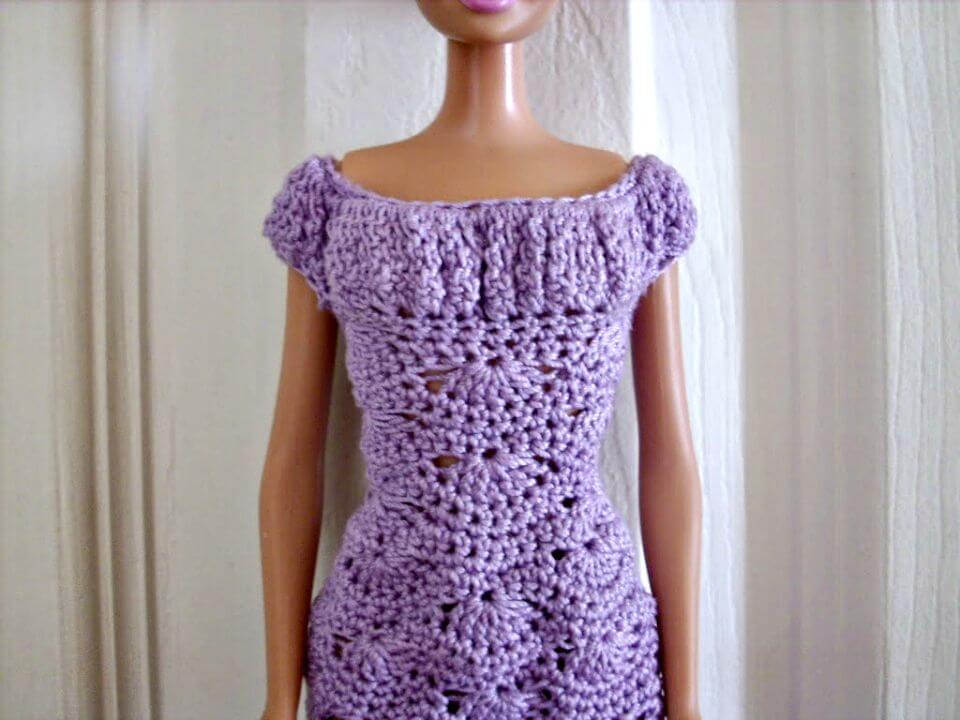 Vestido Crochet Lila Concha - Patrón Libre