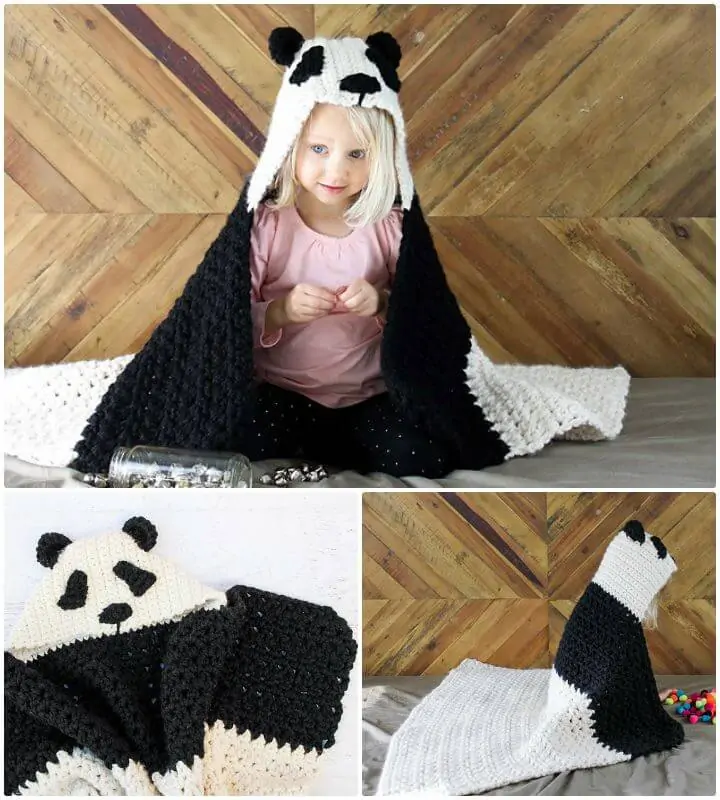Cómo liberar el patrón de manta con capucha de crochet Panda Bear Hug