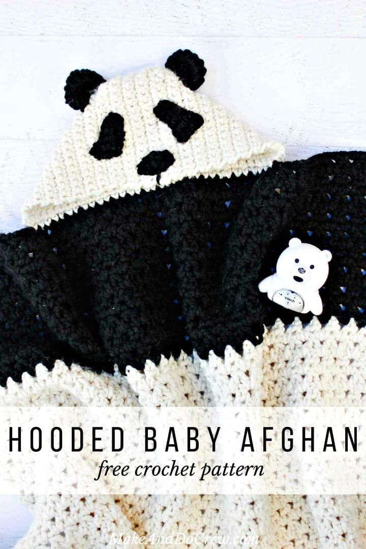 Panda de ganchillo con capucha bebé afgano - Patrón libre