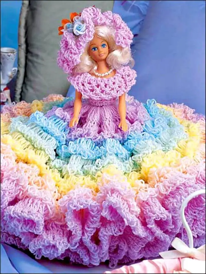 Cómo hacer un vestido de crochet con arcoíris y volantes gratis