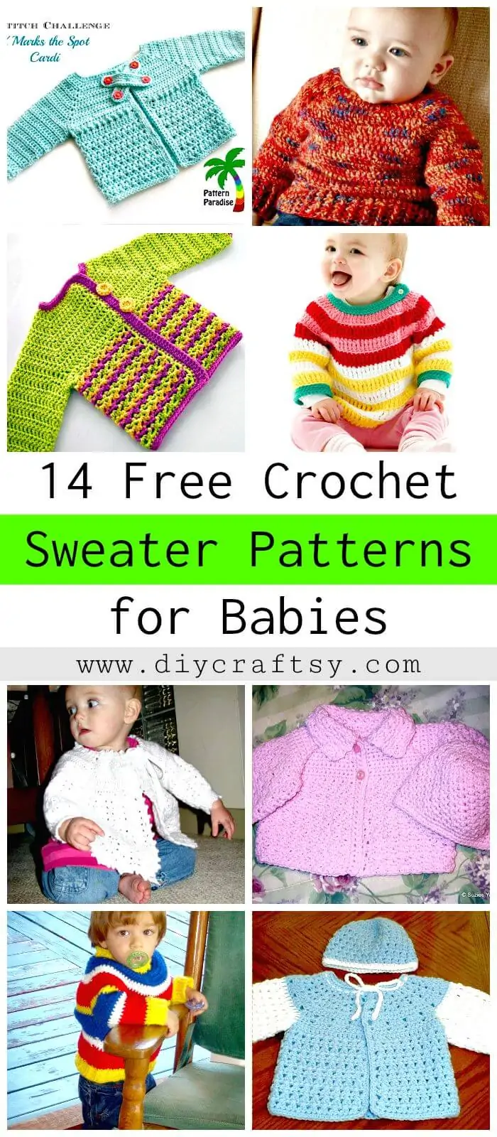 14 patrones de suéter de ganchillo gratis para bebés