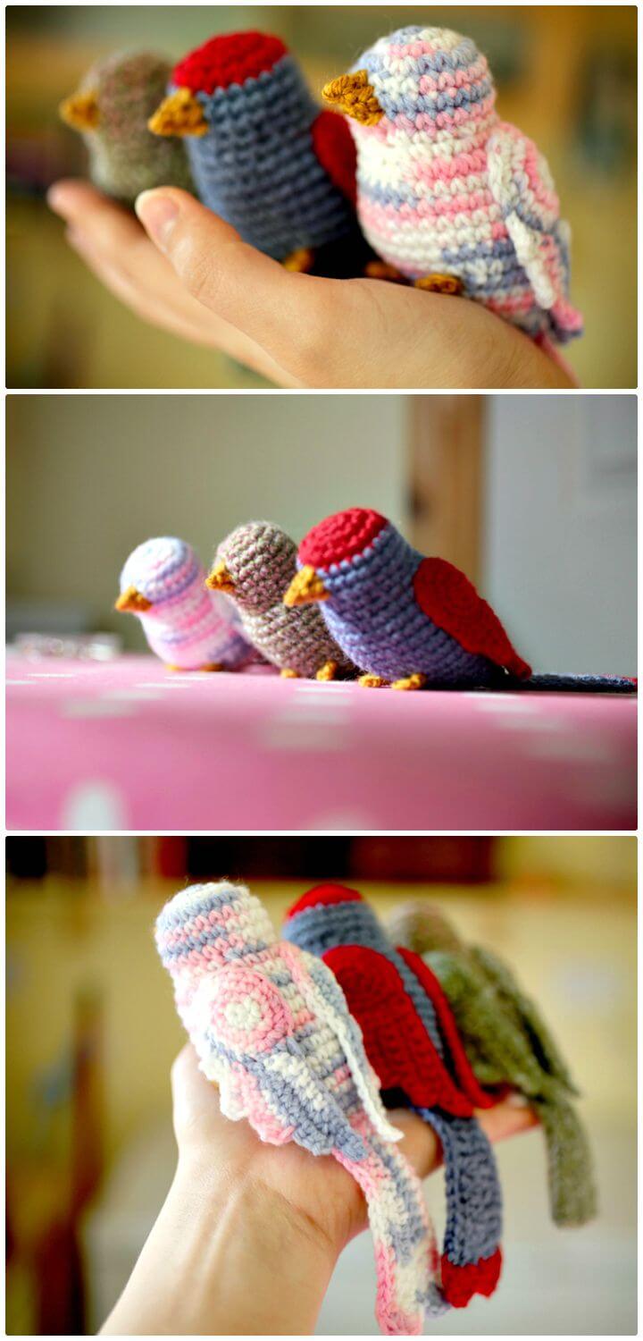 Cómo hacer patrones de tres pájaros a crochet gratis