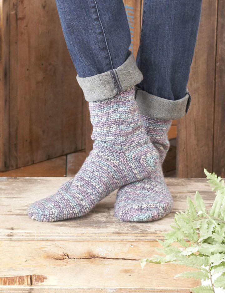 Calcetín con punta de crochet - Patrón sin calcetines para mujer