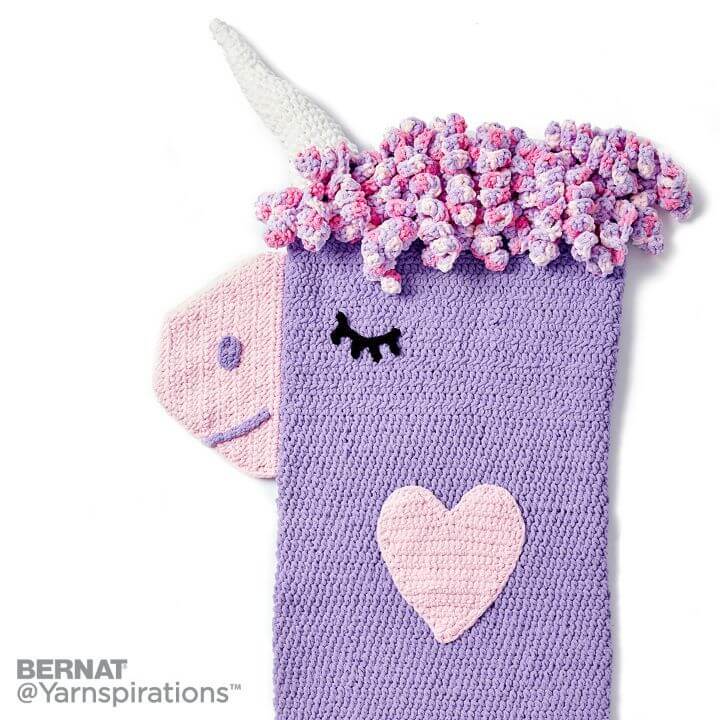 Saco de crochet para acurrucarse con unicornio - Patrón gratuito