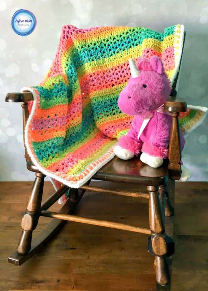 Manta De Bebé Rayas Unicornio Crochet - Patrón Gratis