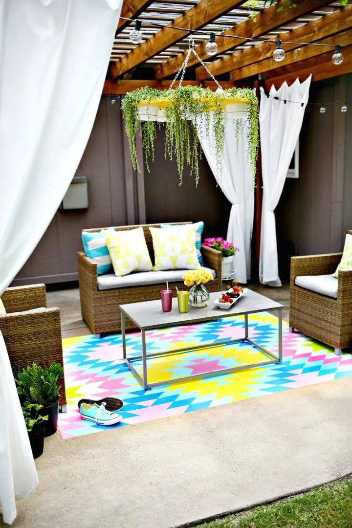 Hermosa alfombra de bricolaje para pintar tu propia alfombra al aire libre