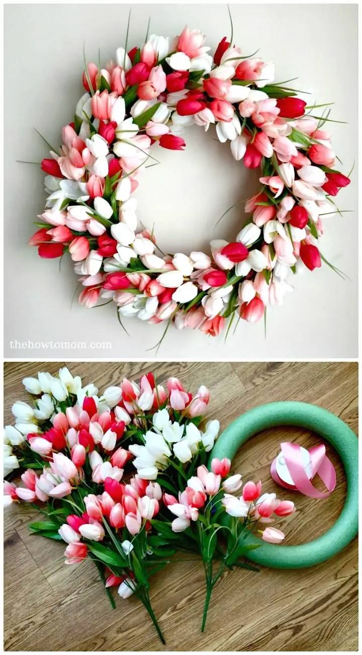 Magnífico Cómo hacer una corona de tulipanes para la primavera