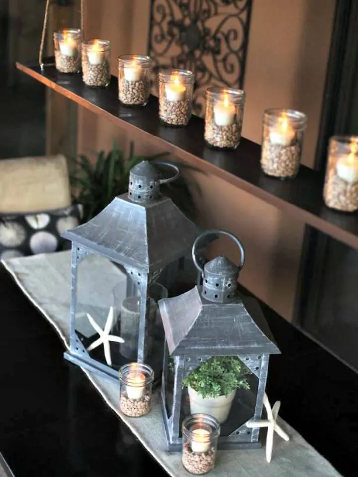 Cómo construir fácilmente un candelabro de tarro de albañil al aire libre - Manualidades con tarro de albañil
