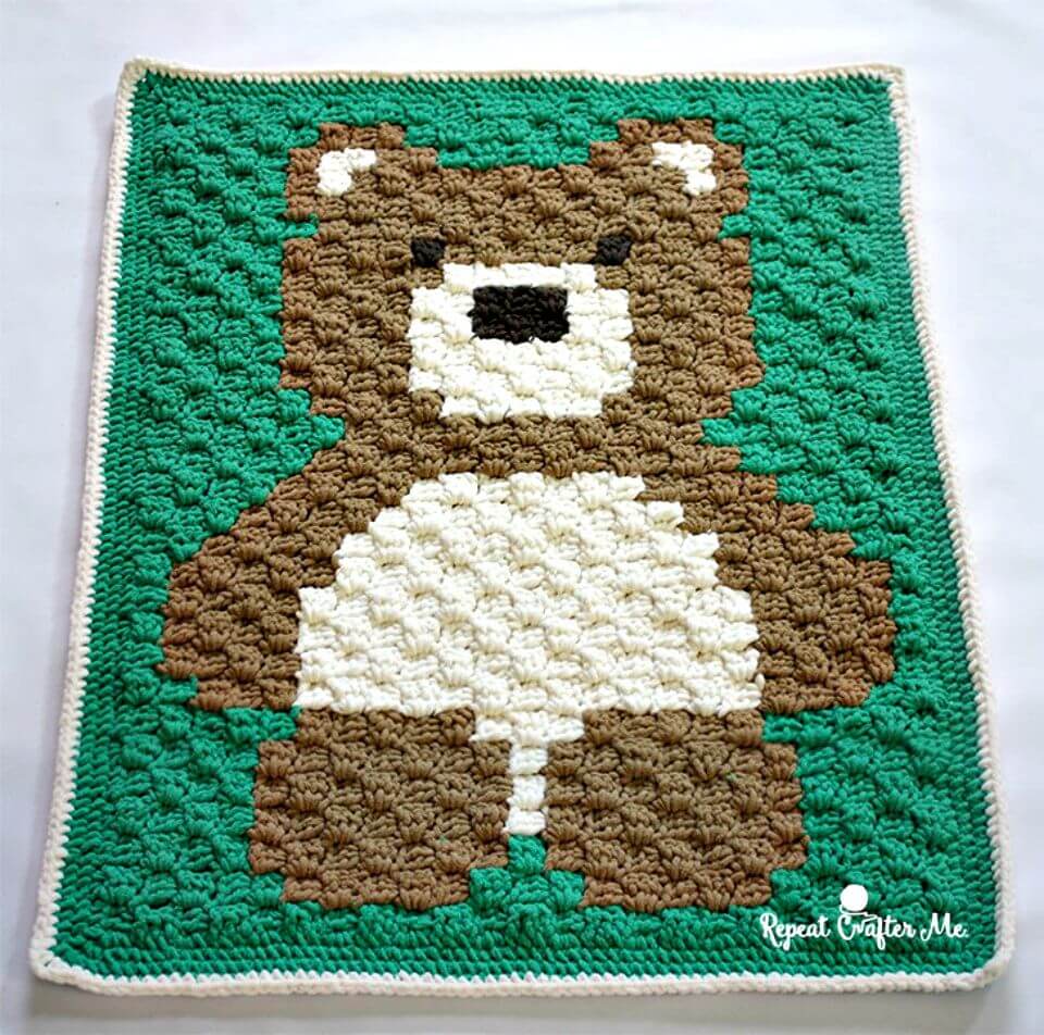 Cómo hacer crochet gratis C2C Bernat Blanket Bear Pattern