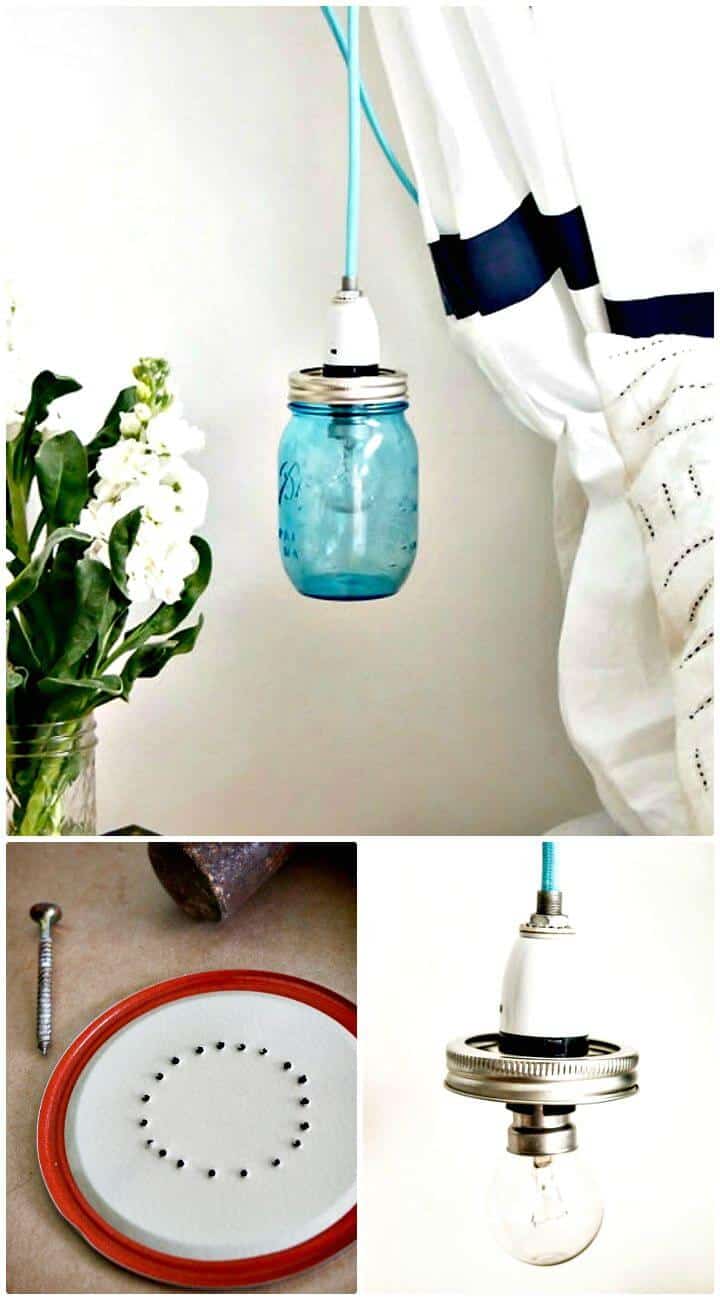 Cómo hacer una lámpara colgante de tarro de albañil vintage fácil - Ideas de luces caseras
