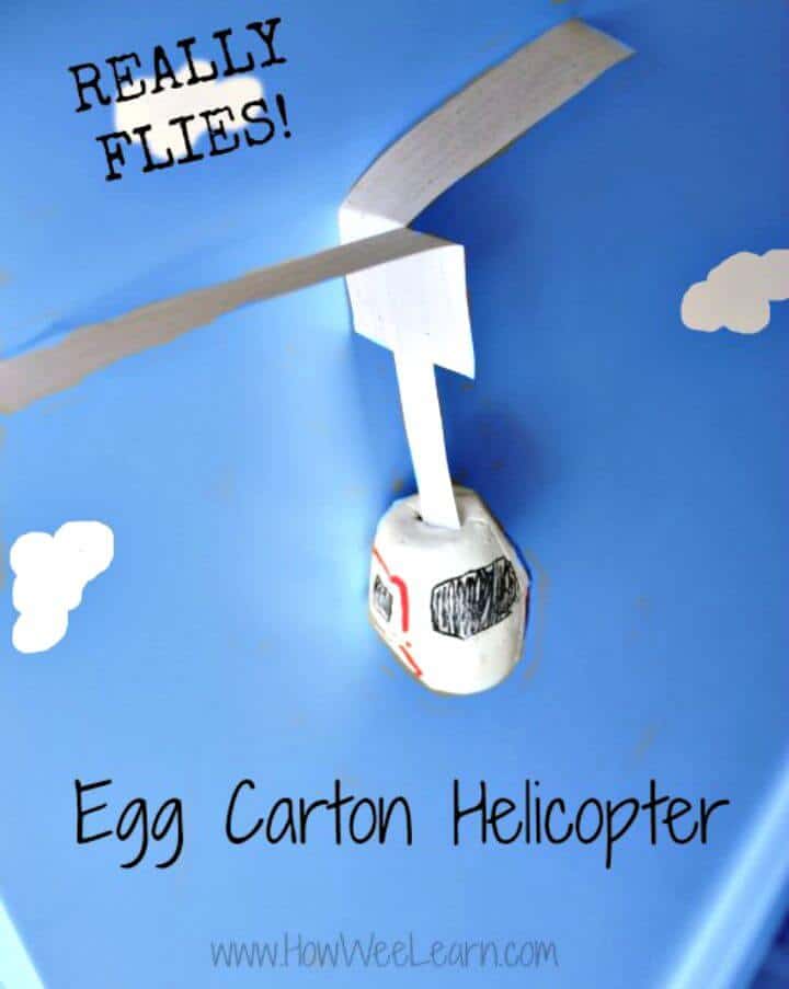 Cómo hacer un helicóptero de cartón de huevos volador - DIY