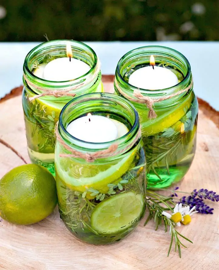 Luces de velas de citronela de verano fáciles de hacer: manualidades con frascos de albañil de bricolaje
