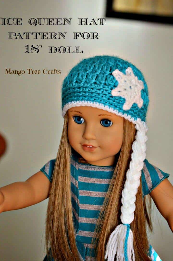 Patrón de sombrero de la reina de hielo de ganchillo gratis para 18 muñecas American Girl