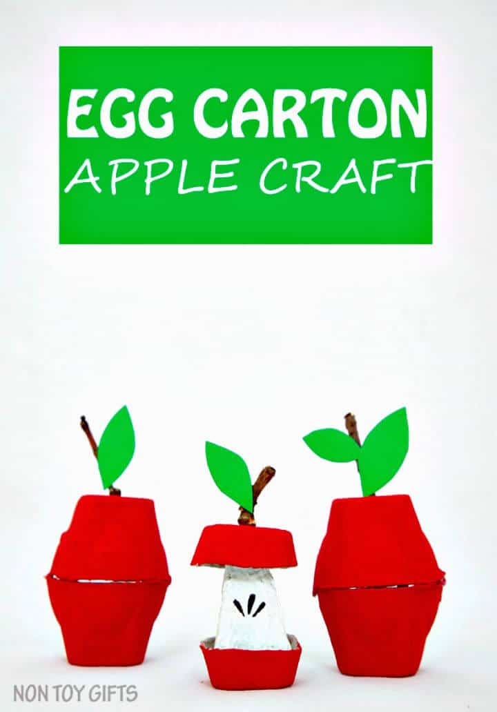 Hacer manualidades de manzana con cartón de huevos para niños - bricolaje