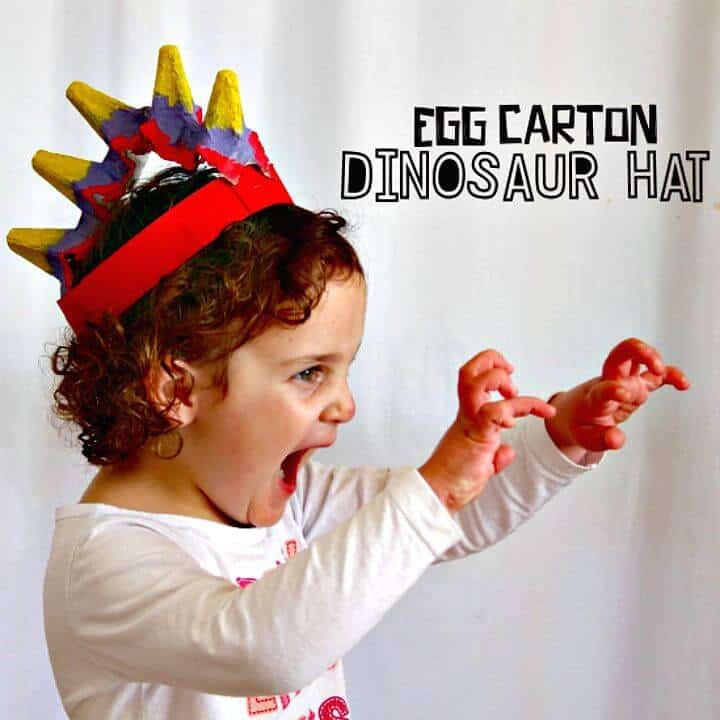 Haga su propio sombrero de dinosaurio de cartón de huevos: manualidades para niños 