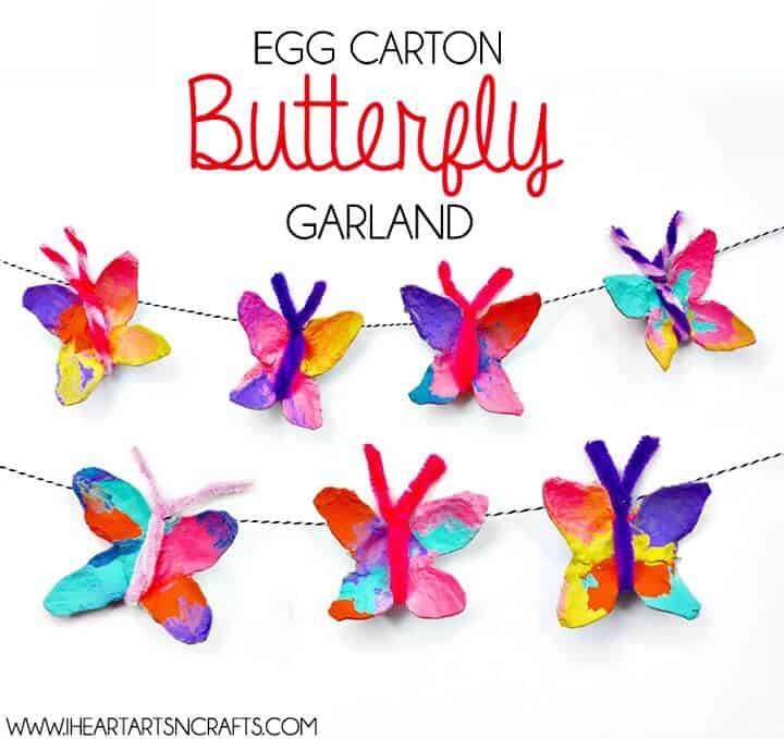 Hacer una guirnalda de mariposas de cartón de huevos: bricolaje para la habitación de los niños 